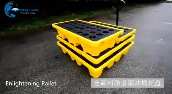 Heavy Duty Large Durable Single Side 4 Way Entry Flooring Ground Use Leakproof Industrial 4/2 Drum Oil Containment Control Recycle Plastic Spill Pallet