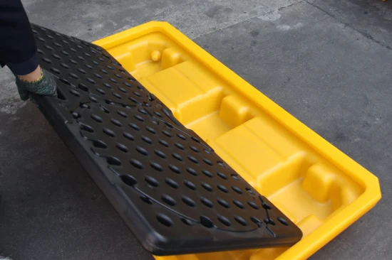 High Quality Cheap Thicken Industrial Poly Control 2 Drum Chemical Oil Containment Plastic Spill Pallet Wholesale